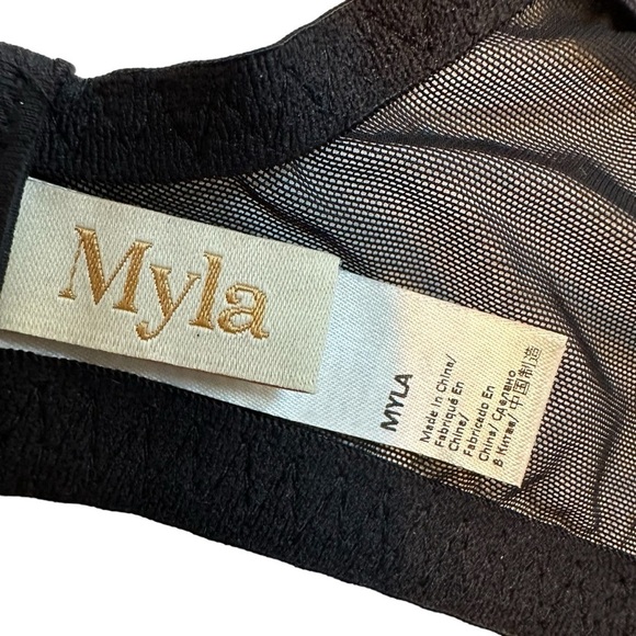 Myla Black Lace Sheer Sophisticated Designer Bra, 36DD - Picture 4 of 8